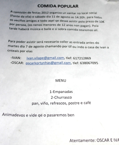 aviso de comida do dia 11