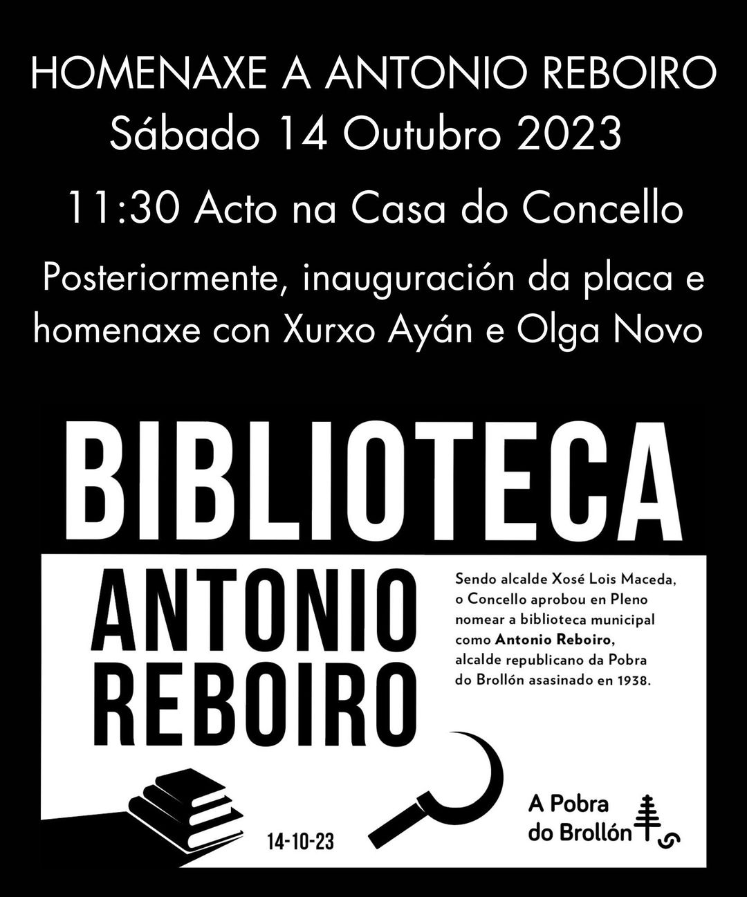 CARTEL HOMENAXE A ANTONIO REBOIRO